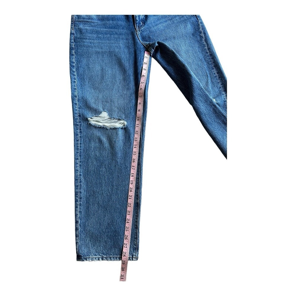 MADEWELL Wide 29" Inseam Leg Crop Destressed Denim Blue High Waist Sz 25 - Picture 9 of 14